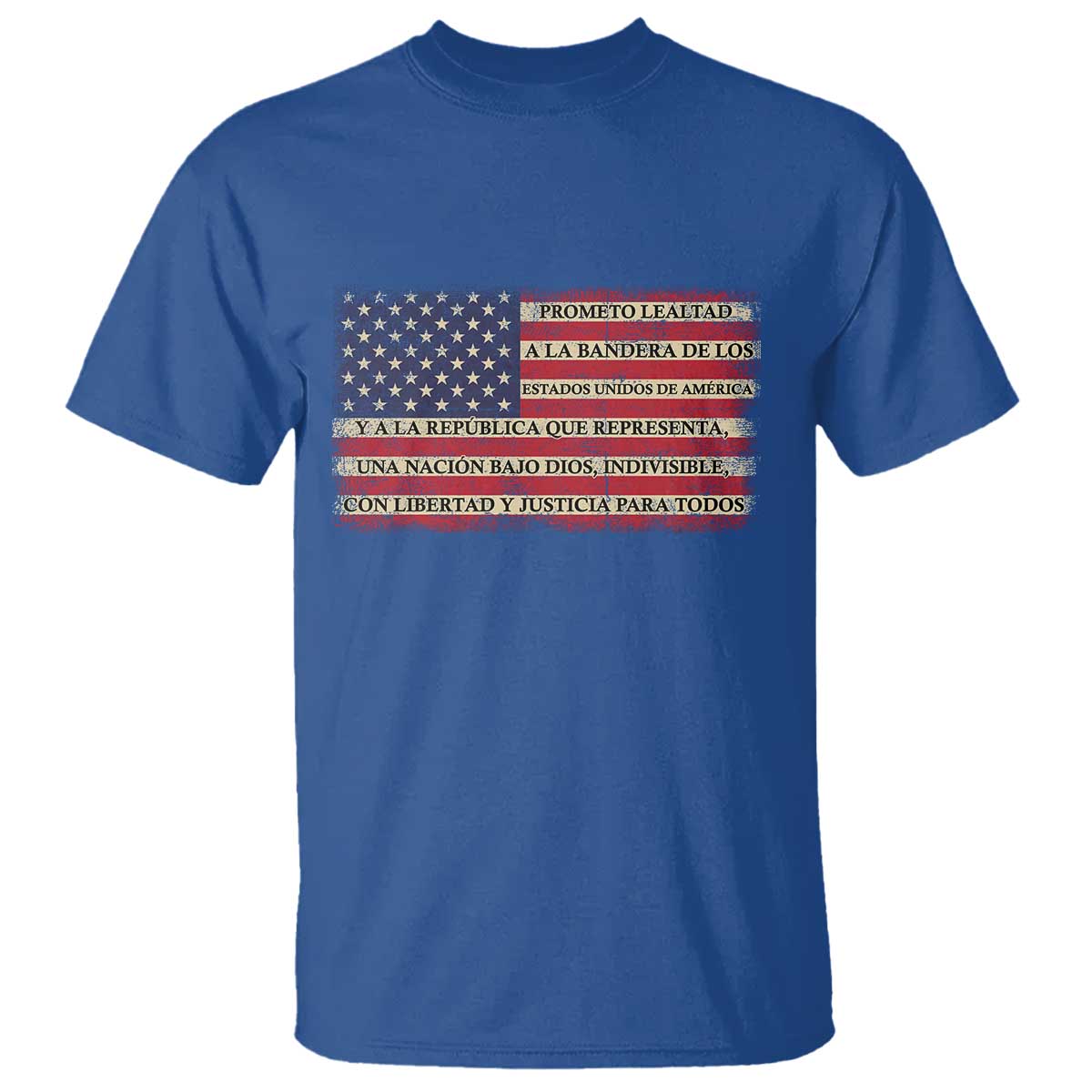 Spanish Pledge of Allegiance USA Flag Vintage Patriotic Graphic T Shirt American Patriot Promesa de Lealtad