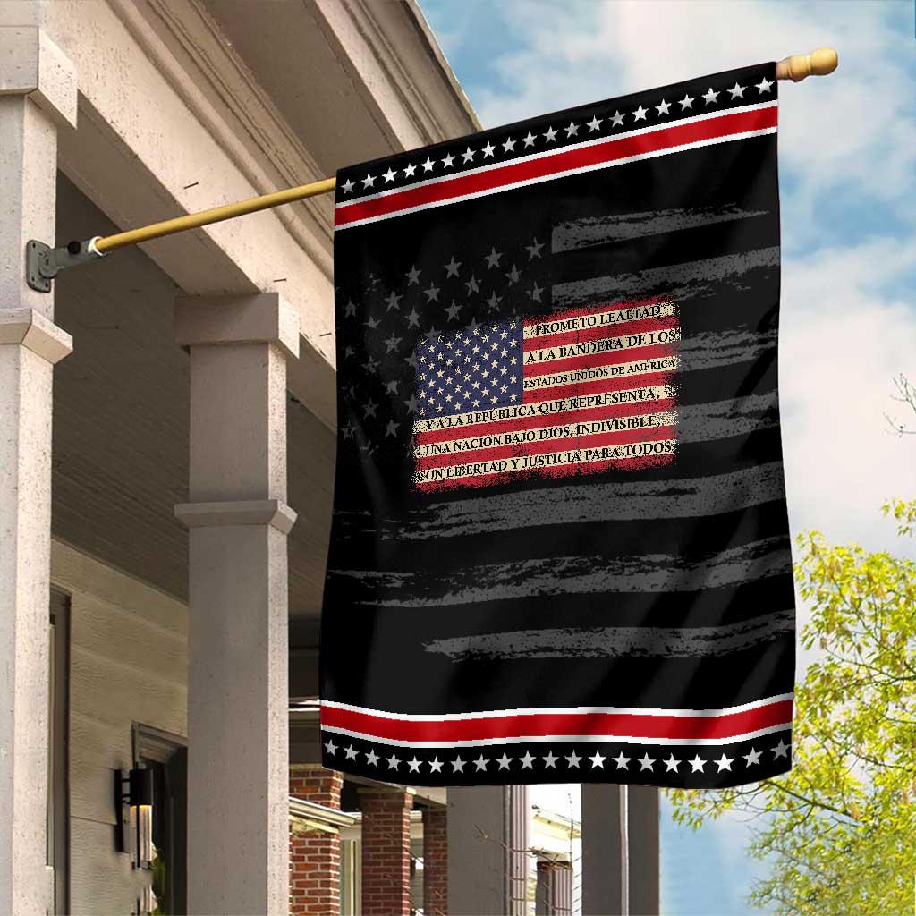 Spanish Pledge of Allegiance USA Flag Vintage Patriotic Graphic Patriotic Garden Flag American Patriot Promesa de Lealtad