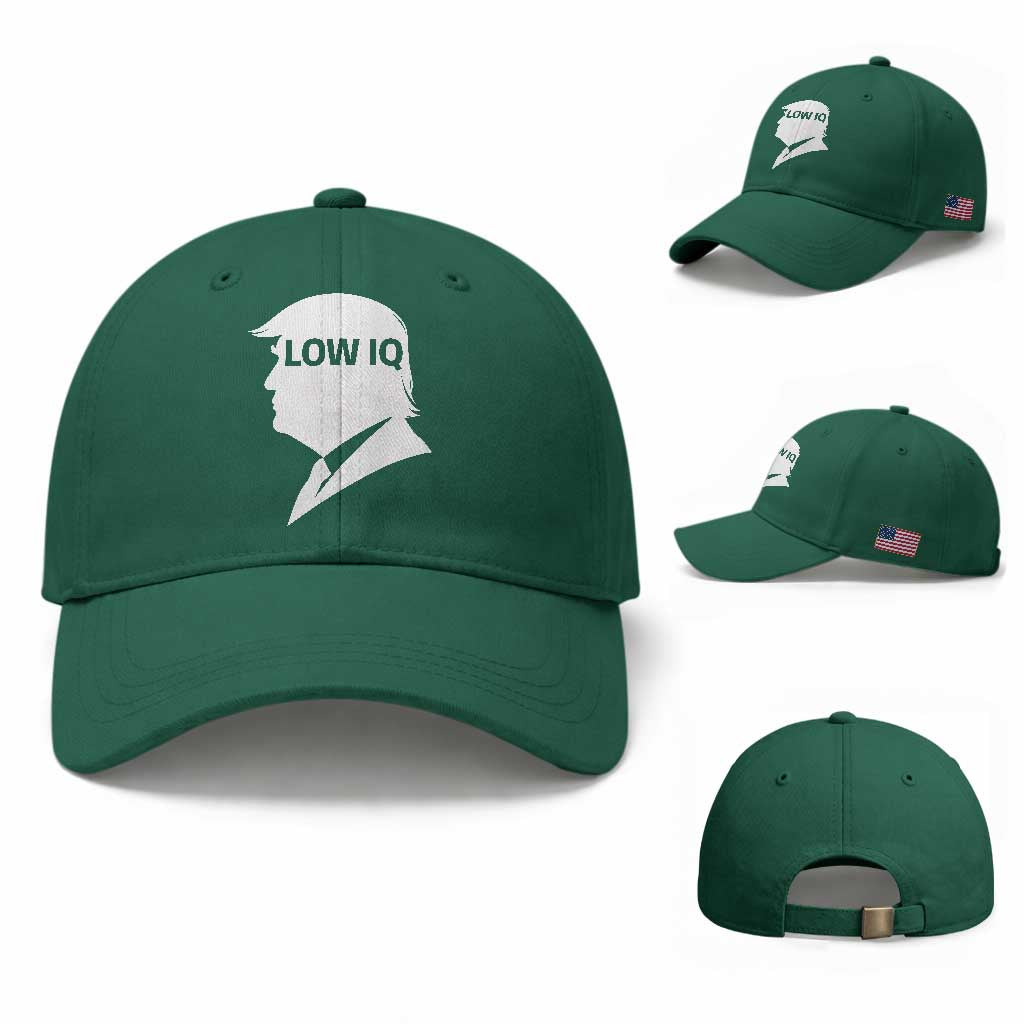 Low IQ Political Silhouette Profile Humor Baseball Cap Satirical Politics Subtle Hate