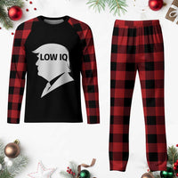 Low IQ Political Silhouette Profile Humor Plaid Pajama Set Satirical Politics Subtle Hate