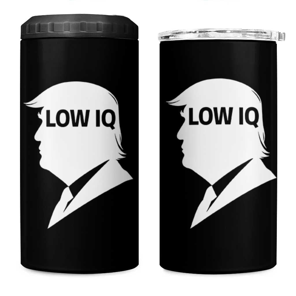 Low IQ Political Silhouette Profile Humor 4 in 1 Can Cooler Tumbler Satirical Politics Subtle Hate
