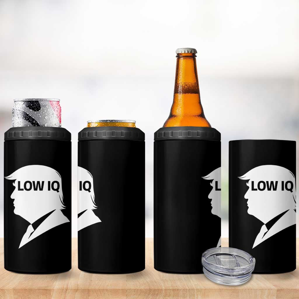Low IQ Political Silhouette Profile Humor 4 in 1 Can Cooler Tumbler Satirical Politics Subtle Hate