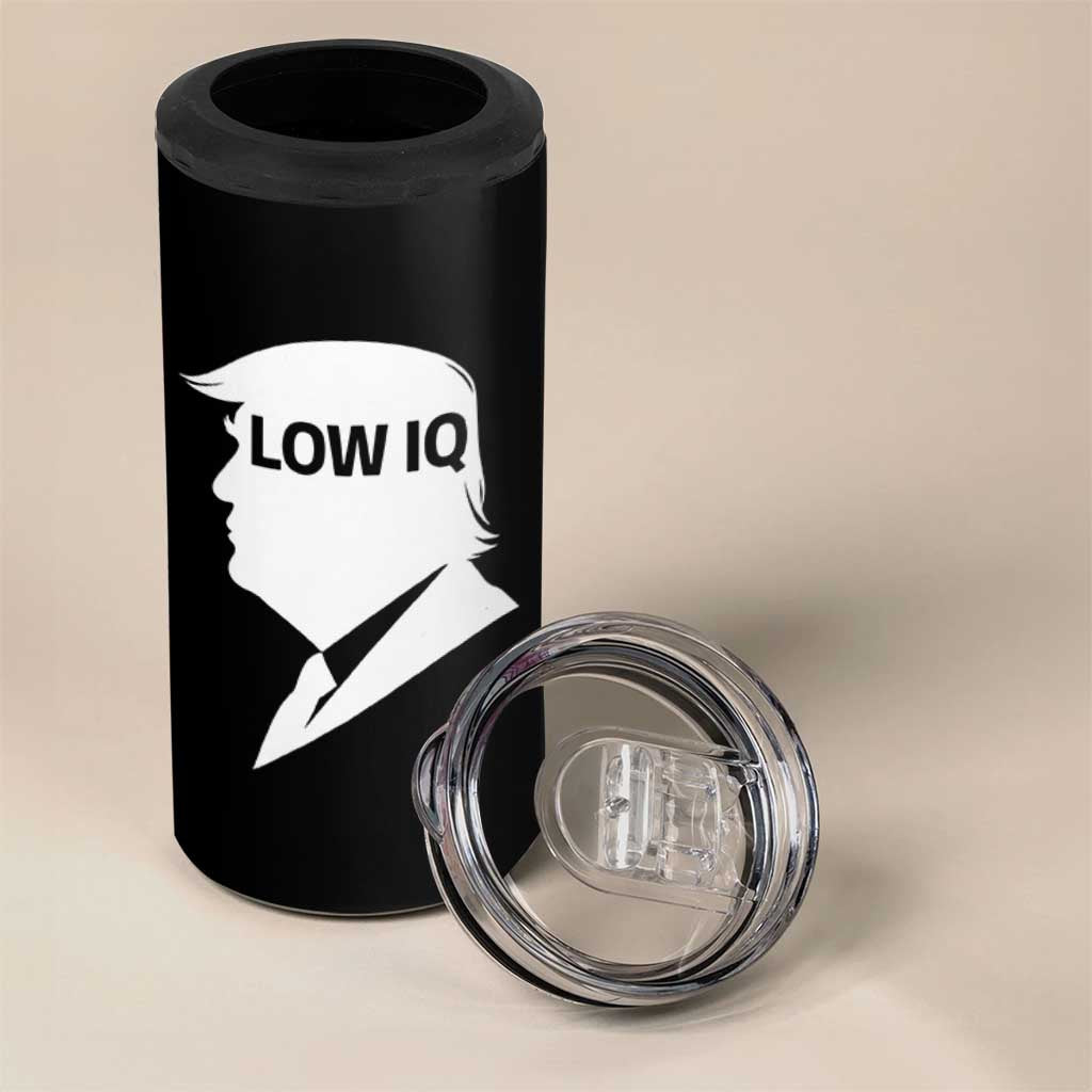 Low IQ Political Silhouette Profile Humor 4 in 1 Can Cooler Tumbler Satirical Politics Subtle Hate
