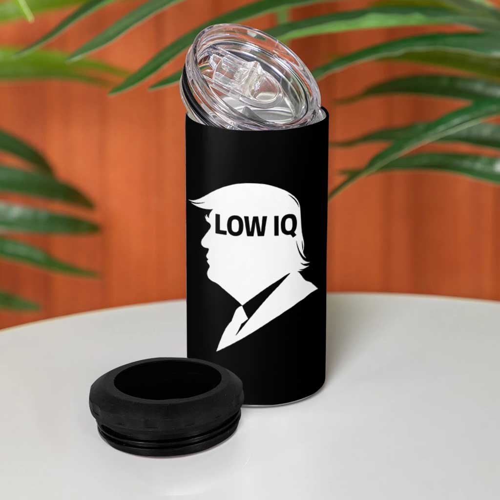 Low IQ Political Silhouette Profile Humor 4 in 1 Can Cooler Tumbler Satirical Politics Subtle Hate