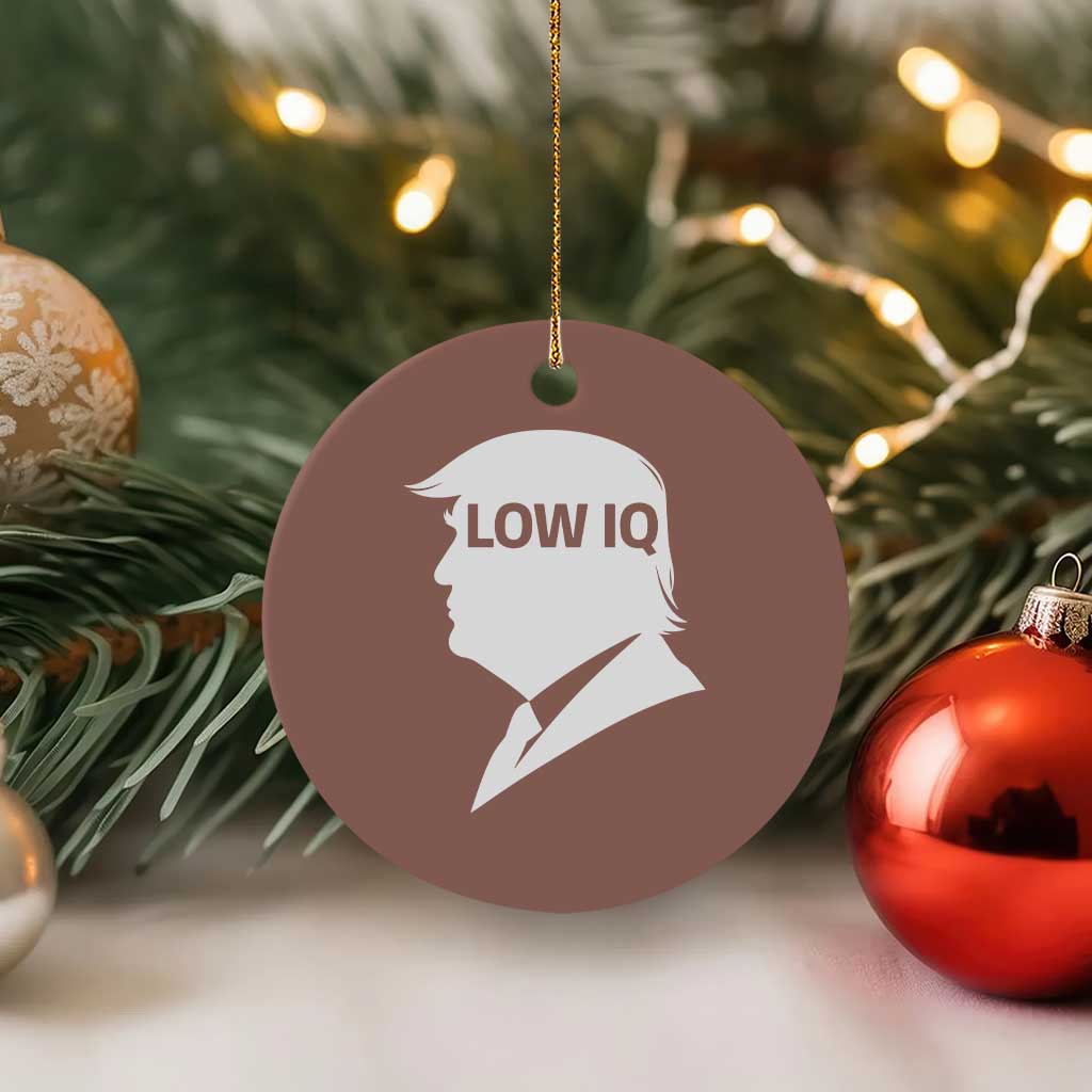 Low IQ Political Silhouette Profile Humor Ceramic Ornament Satirical Politics Subtle Hate