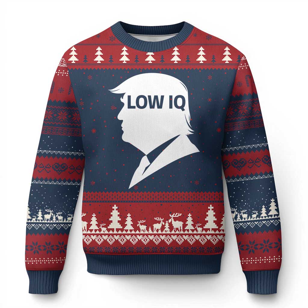 Low IQ Political Silhouette Profile Humor Ugly Christmas Sweater Satirical Politics Subtle Hate