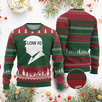 Low IQ Political Silhouette Profile Humor Ugly Christmas Sweater Satirical Politics Subtle Hate