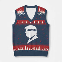 Low IQ Political Silhouette Profile Humor V-Neck Knit Sweater Vest Satirical Politics Subtle Hate