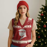 Low IQ Political Silhouette Profile Humor V-Neck Knit Sweater Vest Satirical Politics Subtle Hate