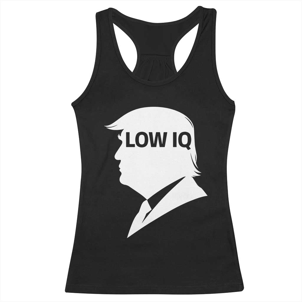 Low IQ Political Silhouette Profile Humor Racerback Tank Top Satirical Politics Subtle Hate