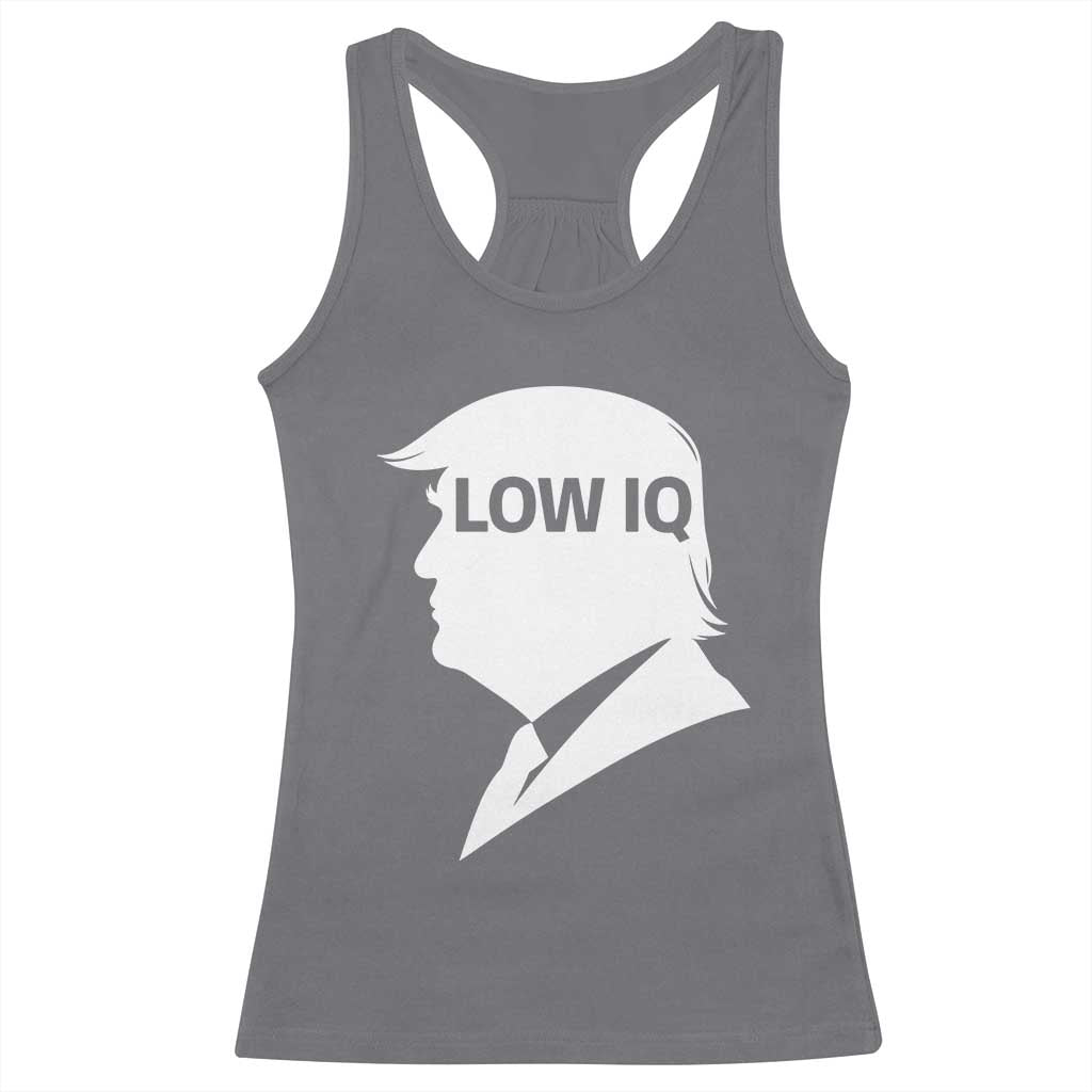 Low IQ Political Silhouette Profile Humor Racerback Tank Top Satirical Politics Subtle Hate
