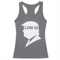 Low IQ Political Silhouette Profile Humor Racerback Tank Top Satirical Politics Subtle Hate