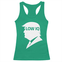 Low IQ Political Silhouette Profile Humor Racerback Tank Top Satirical Politics Subtle Hate