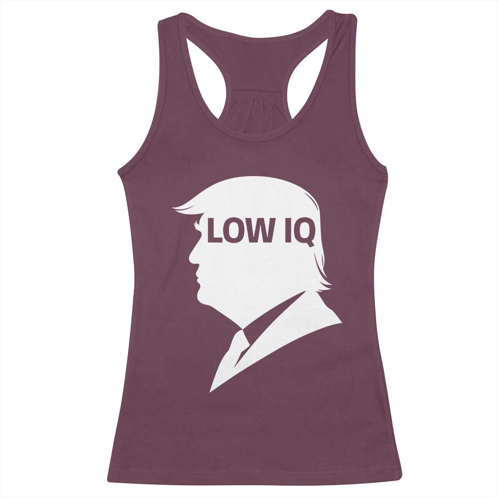 Low IQ Political Silhouette Profile Humor Racerback Tank Top Satirical Politics Subtle Hate