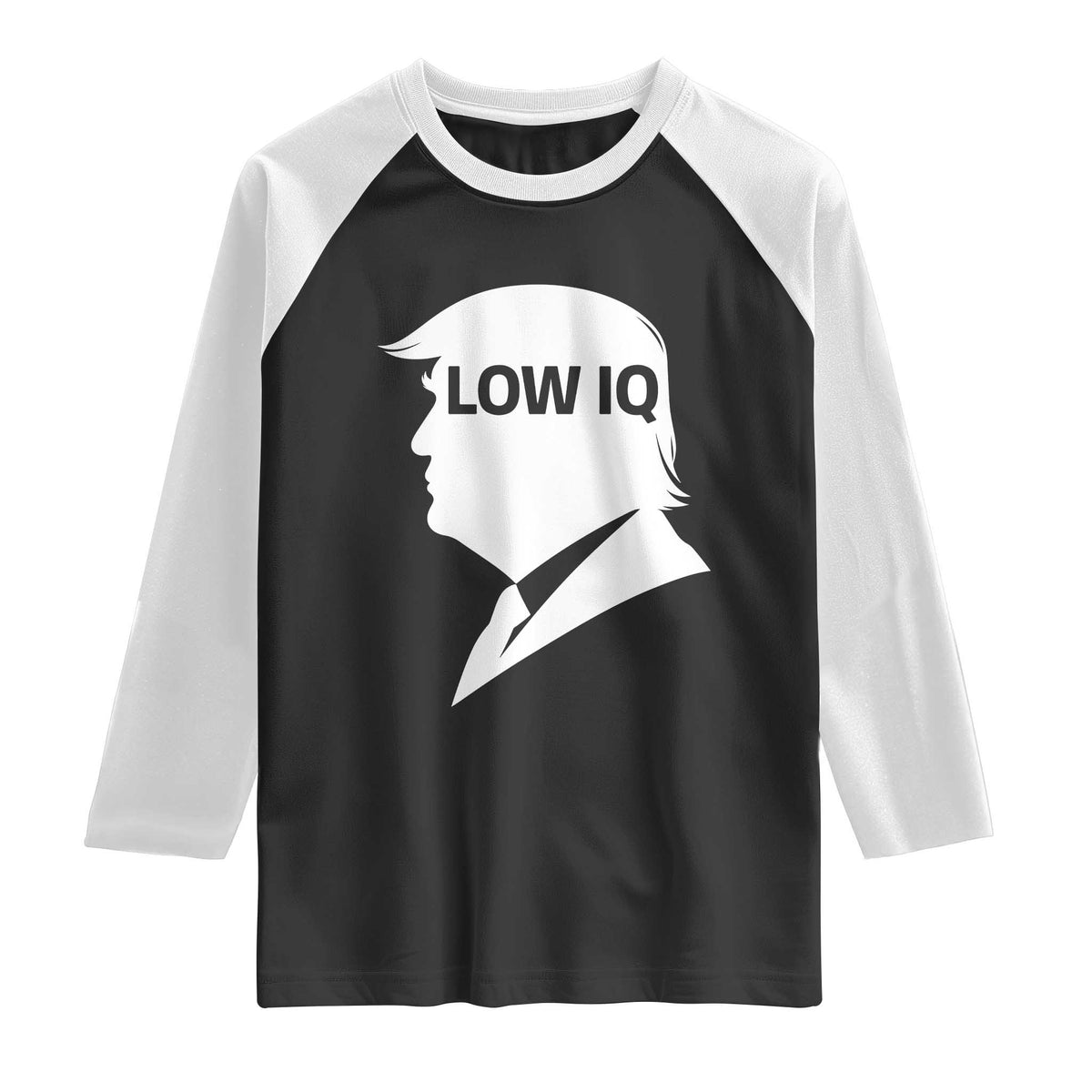 Low IQ Political Silhouette Profile Humor Raglan Shirt Satirical Politics Subtle Hate