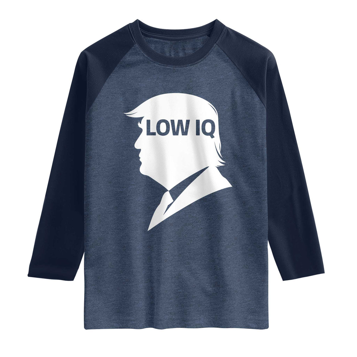 Low IQ Political Silhouette Profile Humor Raglan Shirt Satirical Politics Subtle Hate