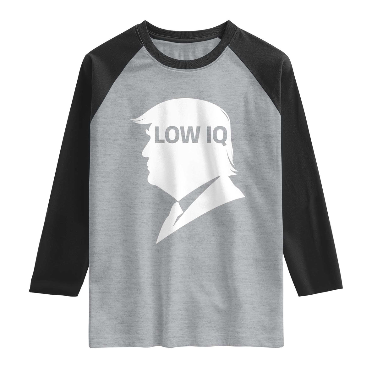 Low IQ Political Silhouette Profile Humor Raglan Shirt Satirical Politics Subtle Hate