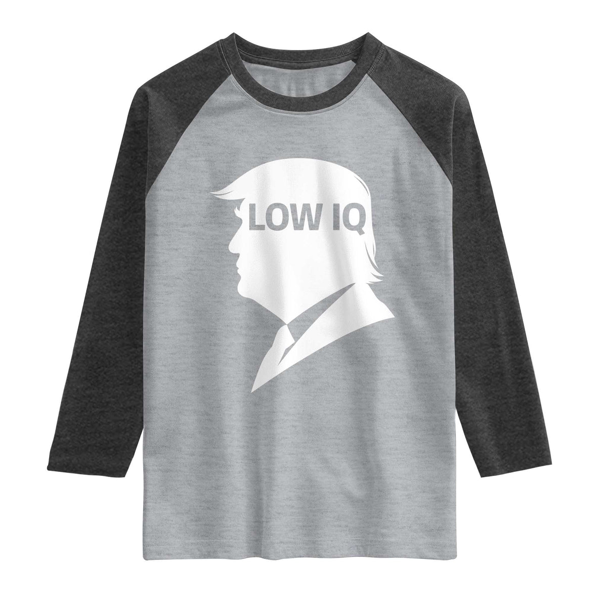 Low IQ Political Silhouette Profile Humor Raglan Shirt Satirical Politics Subtle Hate