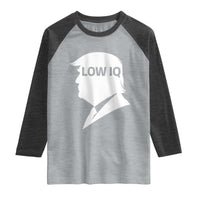 Low IQ Political Silhouette Profile Humor Raglan Shirt Satirical Politics Subtle Hate