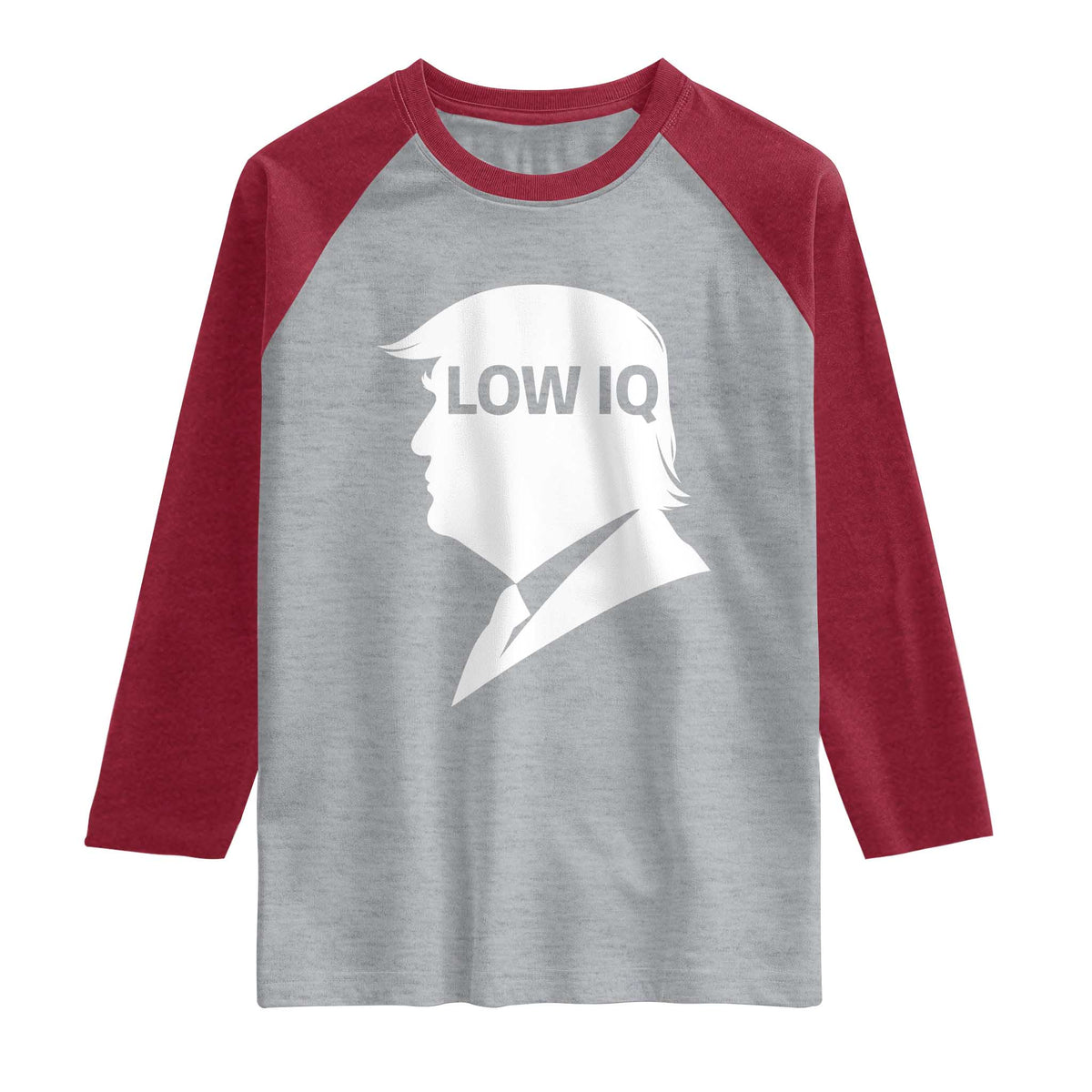 Low IQ Political Silhouette Profile Humor Raglan Shirt Satirical Politics Subtle Hate