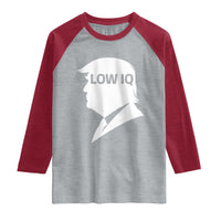 Low IQ Political Silhouette Profile Humor Raglan Shirt Satirical Politics Subtle Hate