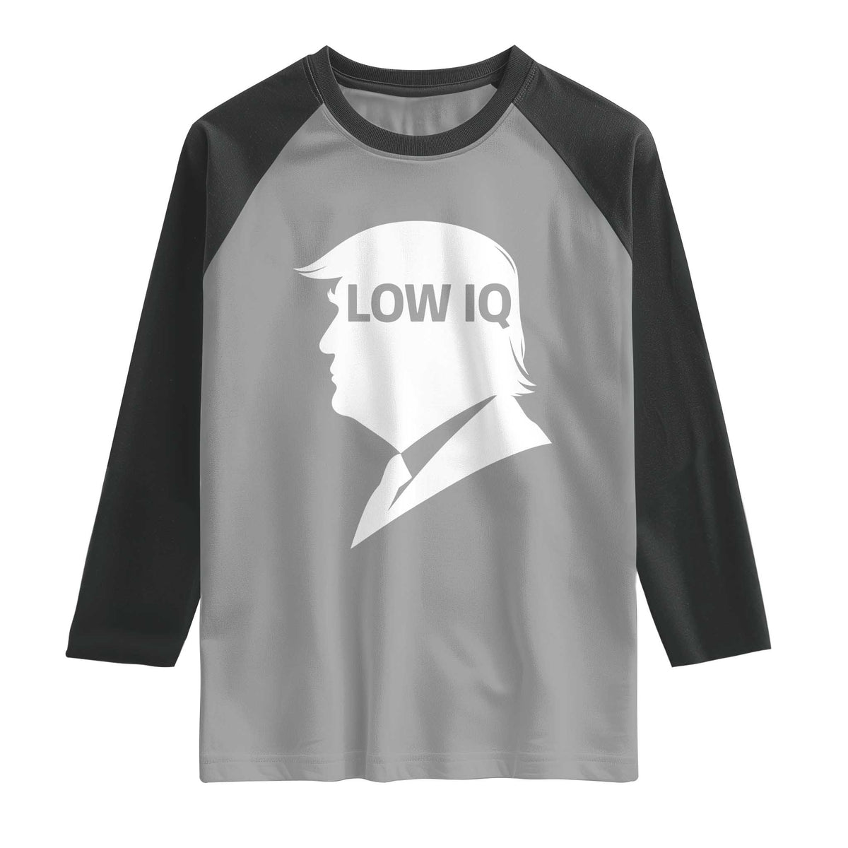 Low IQ Political Silhouette Profile Humor Raglan Shirt Satirical Politics Subtle Hate