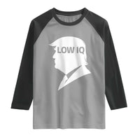 Low IQ Political Silhouette Profile Humor Raglan Shirt Satirical Politics Subtle Hate