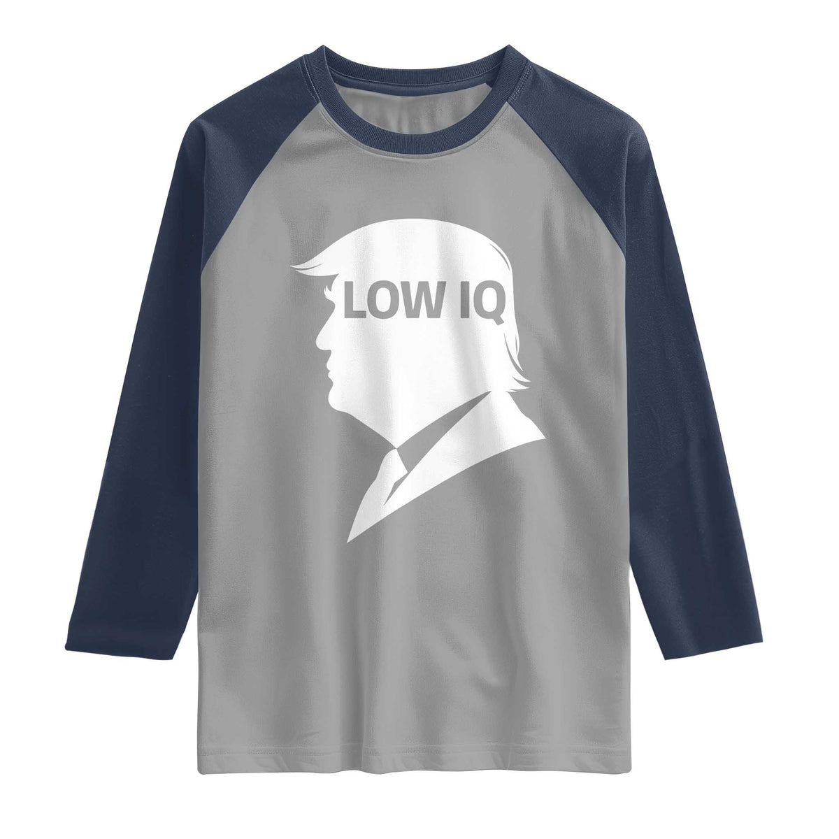 Low IQ Political Silhouette Profile Humor Raglan Shirt Satirical Politics Subtle Hate