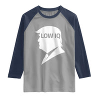 Low IQ Political Silhouette Profile Humor Raglan Shirt Satirical Politics Subtle Hate