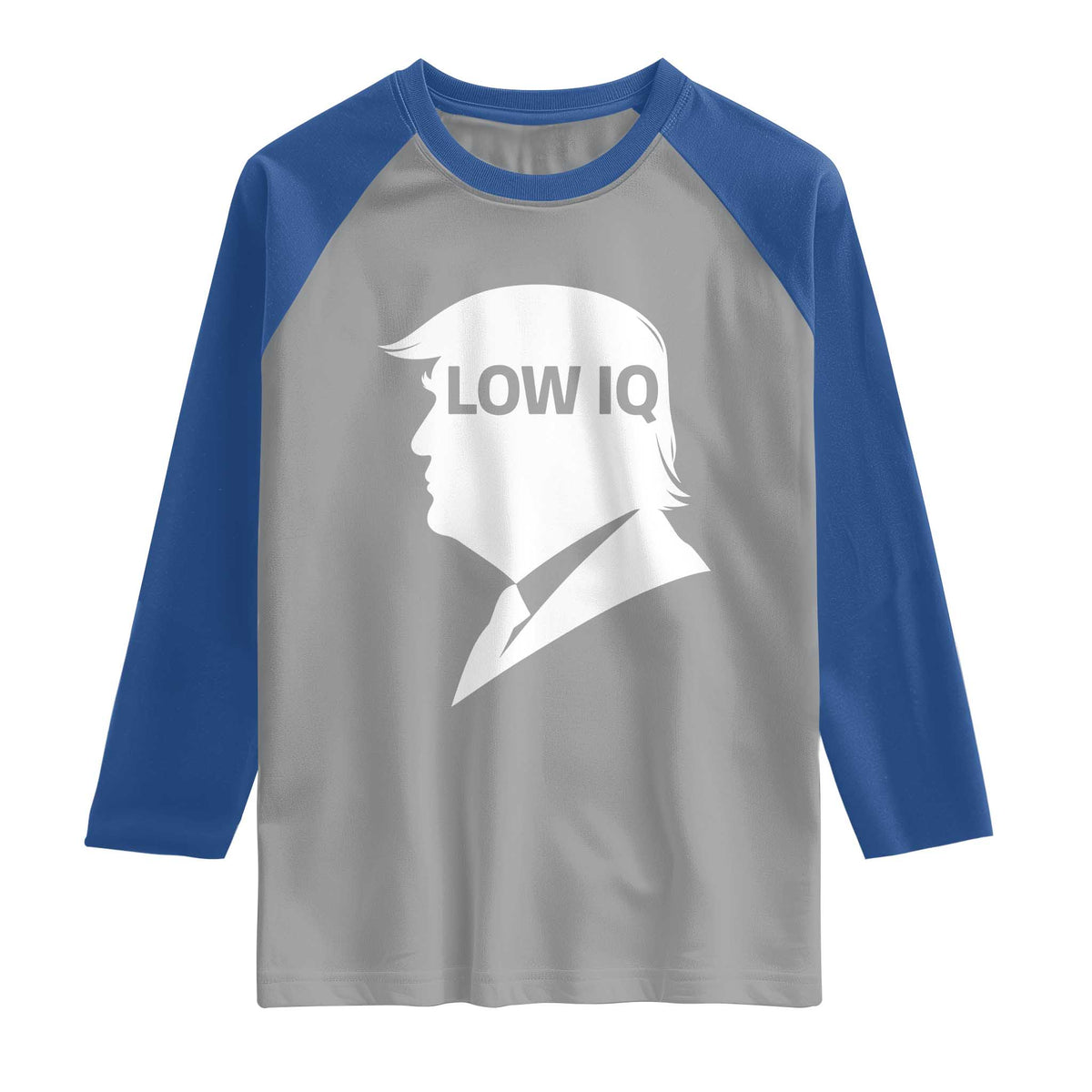 Low IQ Political Silhouette Profile Humor Raglan Shirt Satirical Politics Subtle Hate