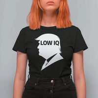 Low IQ Political Silhouette Profile Humor T Shirt For Women Satirical Politics Subtle Hate