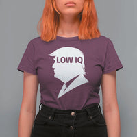 Low IQ Political Silhouette Profile Humor T Shirt For Women Satirical Politics Subtle Hate