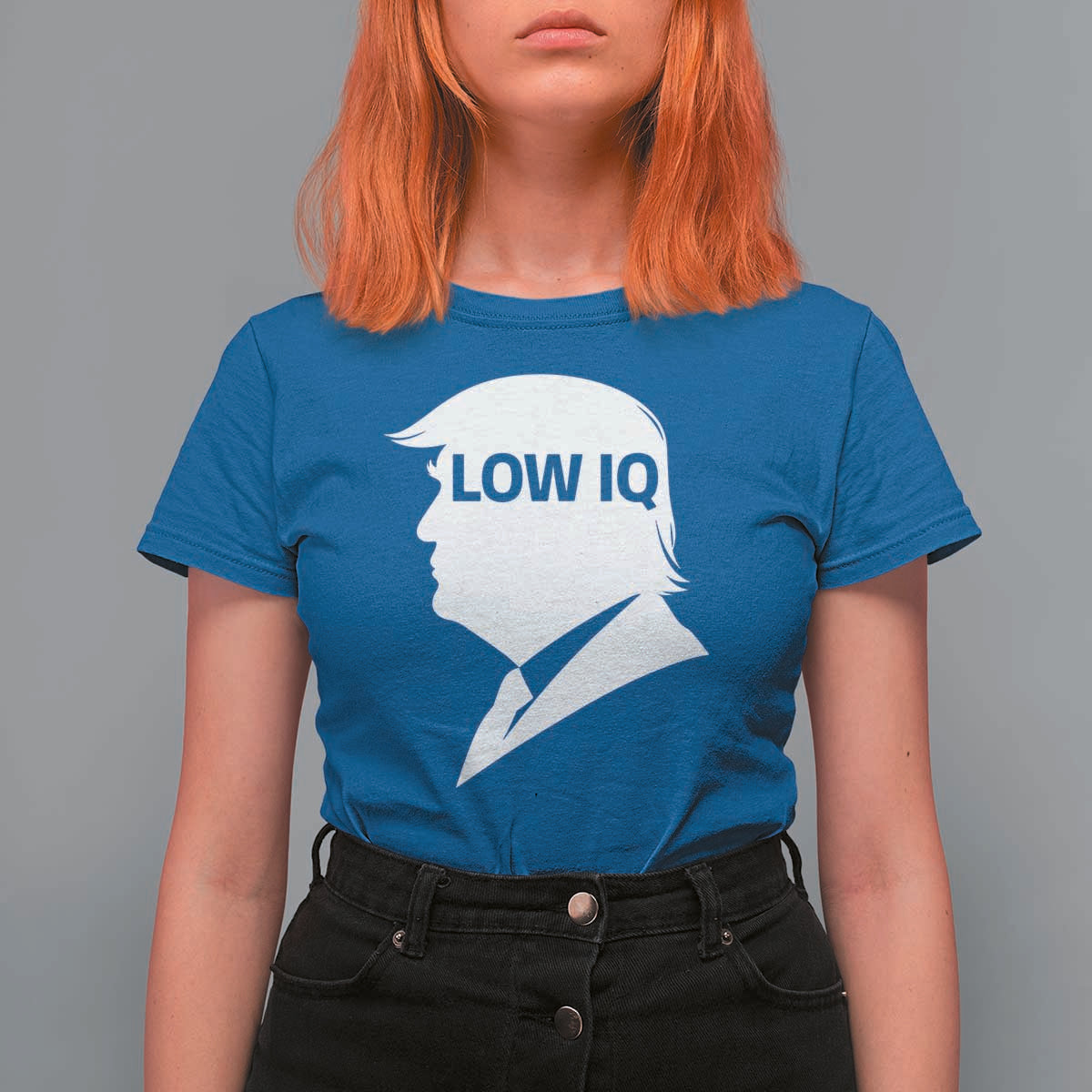 Low IQ Political Silhouette Profile Humor T Shirt For Women Satirical Politics Subtle Hate