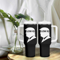 Low IQ Political Silhouette Profile Humor Tumbler With Handle Satirical Politics Subtle Hate