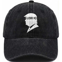 Low IQ Political Silhouette Profile Humor Washed Cotton Baseball Cap Satirical Politics Subtle Hate