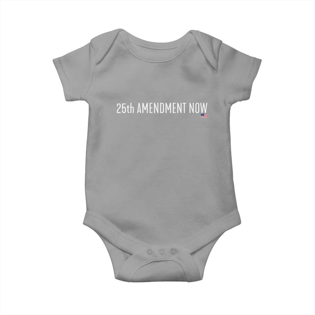 25th Amendment Now Minimalist Typography Graphic Baby Onesie Political Satire Patriotic American Flag