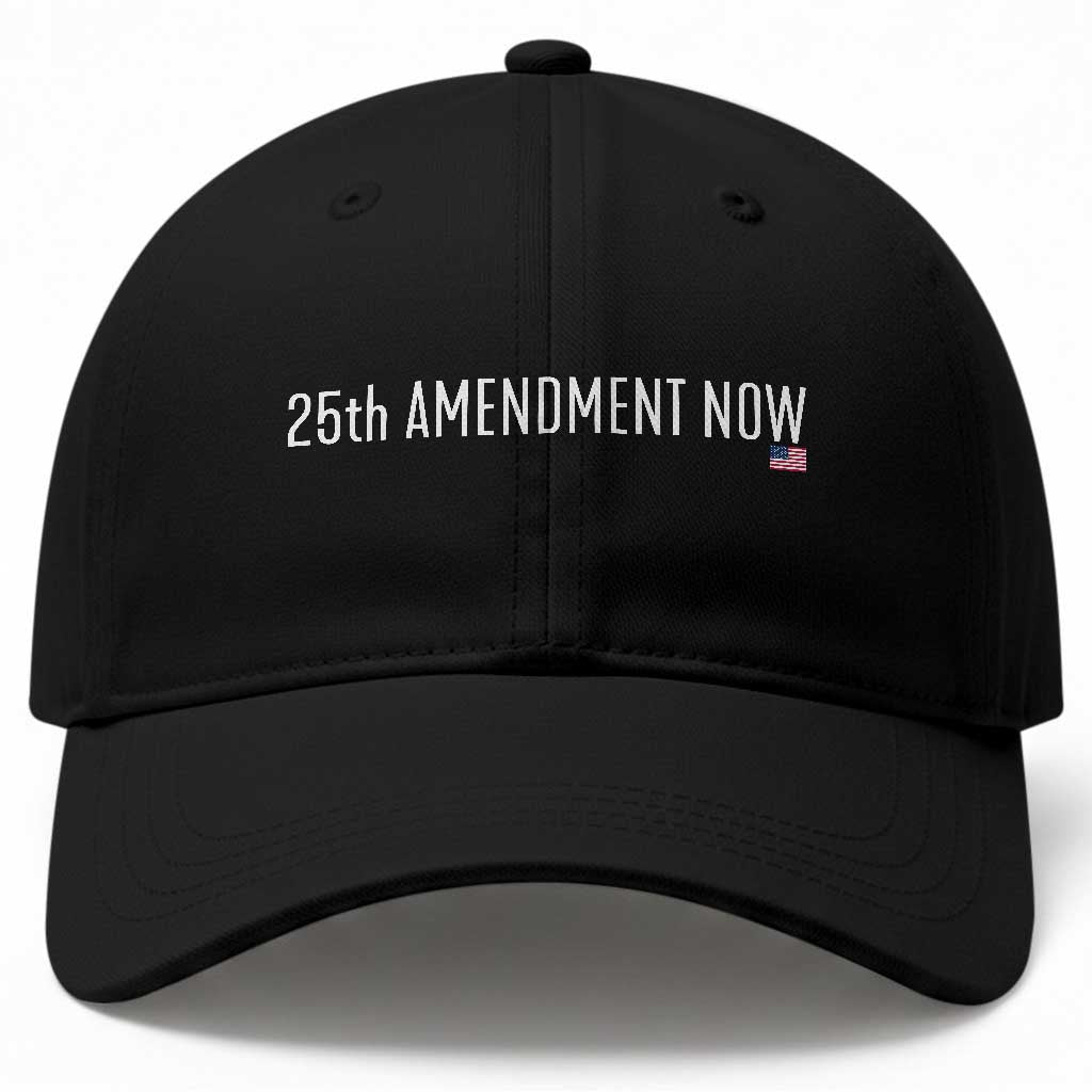25th Amendment Now Minimalist Typography Graphic Baseball Cap Political Satire Patriotic American Flag