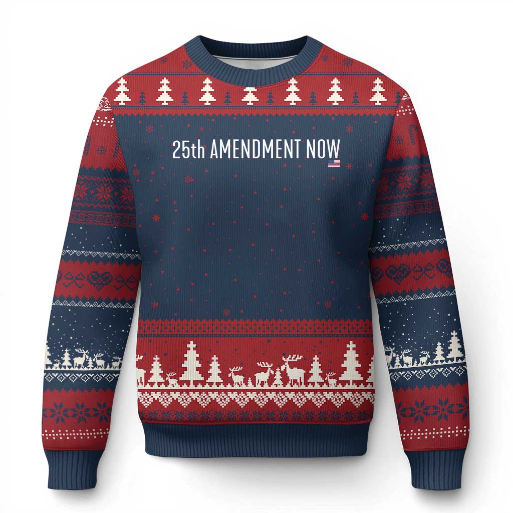 25th Amendment Now Minimalist Typography Graphic Ugly Christmas Sweater Political Satire Patriotic American Flag