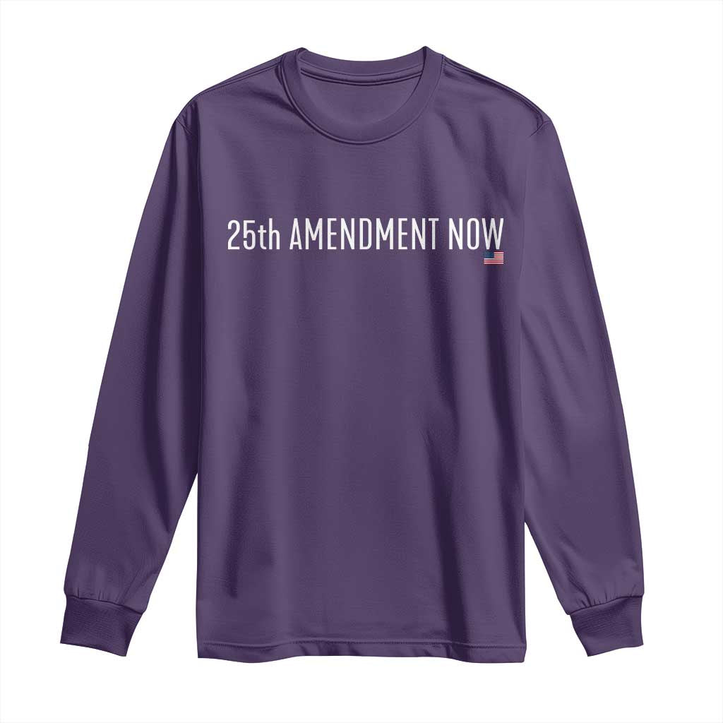 25th Amendment Now Minimalist Typography Graphic Long Sleeve Shirt Political Satire Patriotic American Flag