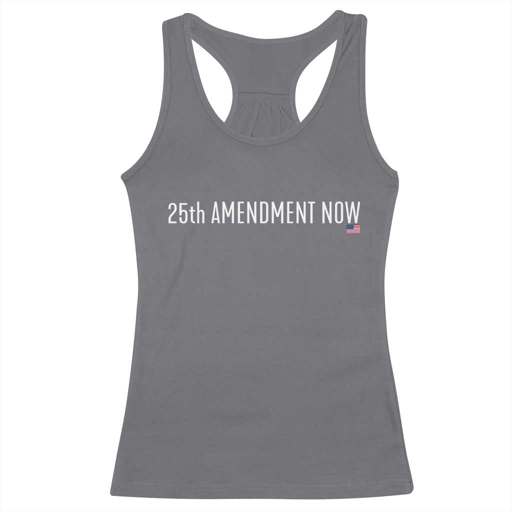 25th Amendment Now Minimalist Typography Graphic Racerback Tank Top Political Satire Patriotic American Flag