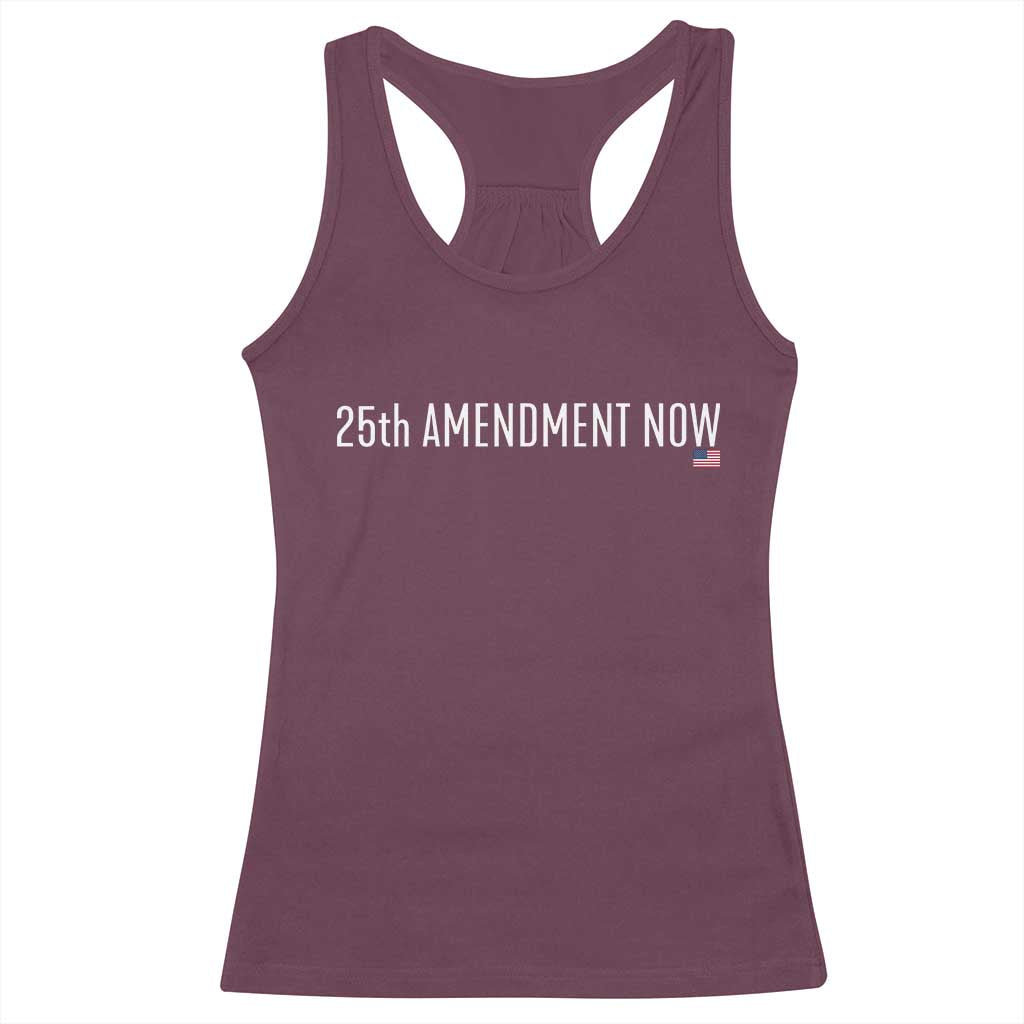 25th Amendment Now Minimalist Typography Graphic Racerback Tank Top Political Satire Patriotic American Flag