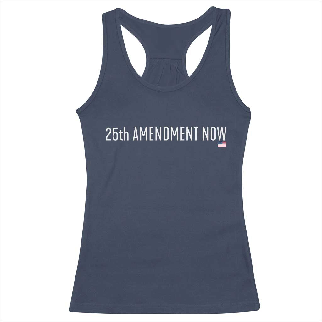 25th Amendment Now Minimalist Typography Graphic Racerback Tank Top Political Satire Patriotic American Flag
