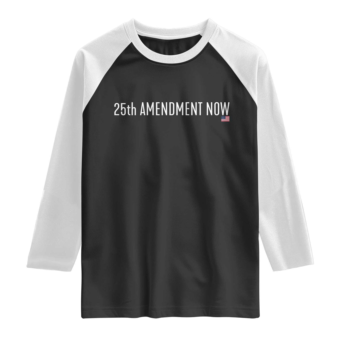 25th Amendment Now Minimalist Typography Graphic Raglan Shirt Political Satire Patriotic American Flag