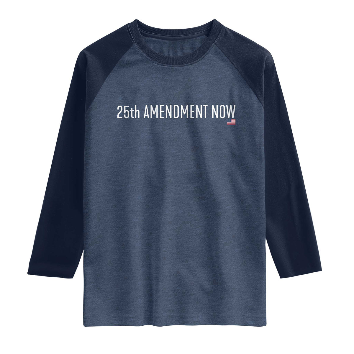 25th Amendment Now Minimalist Typography Graphic Raglan Shirt Political Satire Patriotic American Flag