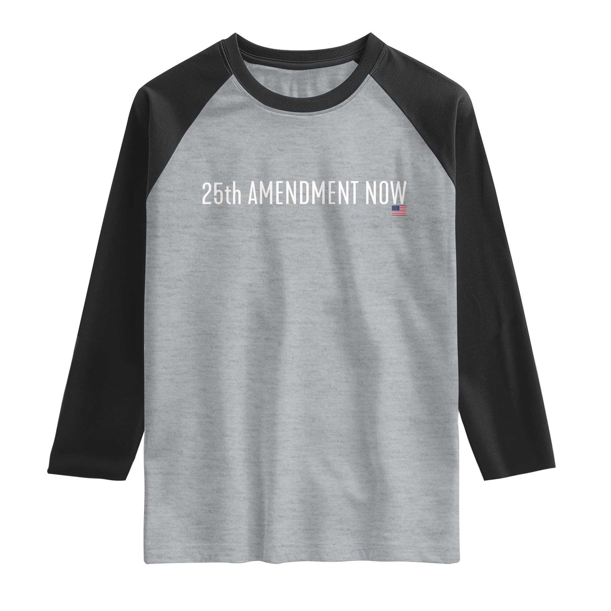 25th Amendment Now Minimalist Typography Graphic Raglan Shirt Political Satire Patriotic American Flag