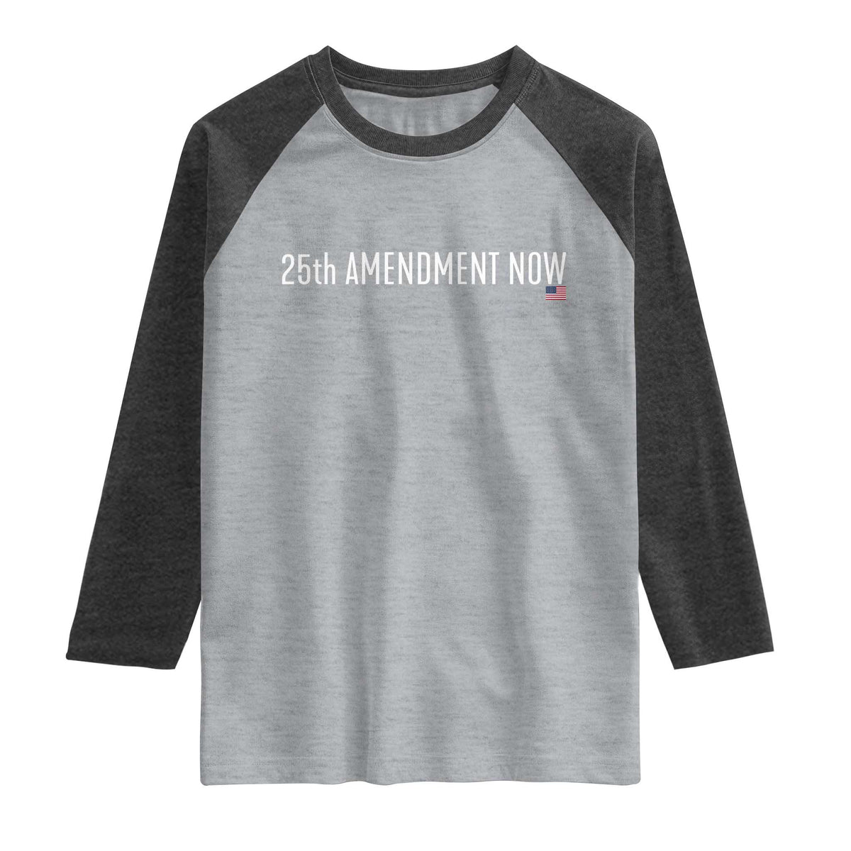 25th Amendment Now Minimalist Typography Graphic Raglan Shirt Political Satire Patriotic American Flag