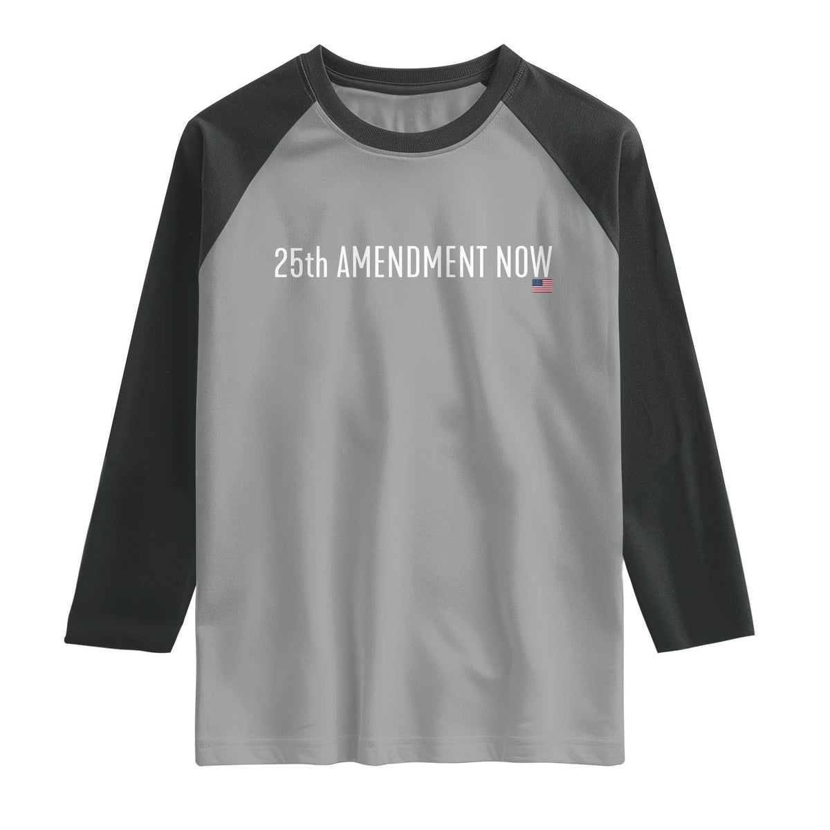 25th Amendment Now Minimalist Typography Graphic Raglan Shirt Political Satire Patriotic American Flag
