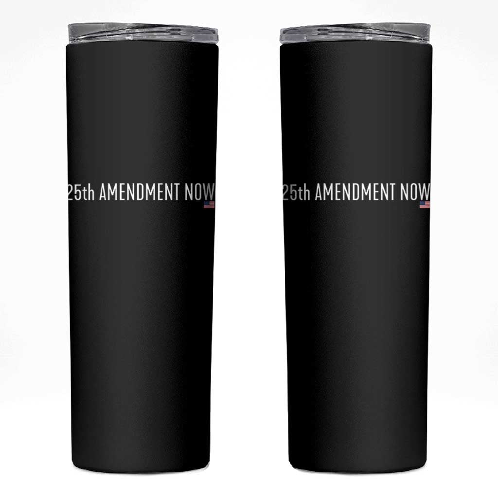 25th Amendment Now Minimalist Typography Graphic Skinny Tumbler Political Satire Patriotic American Flag