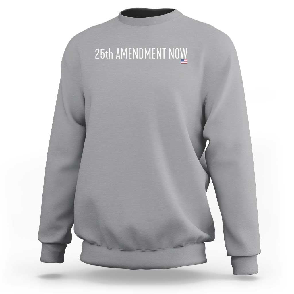 25th Amendment Now Minimalist Typography Graphic Sweatshirt Political Satire Patriotic American Flag
