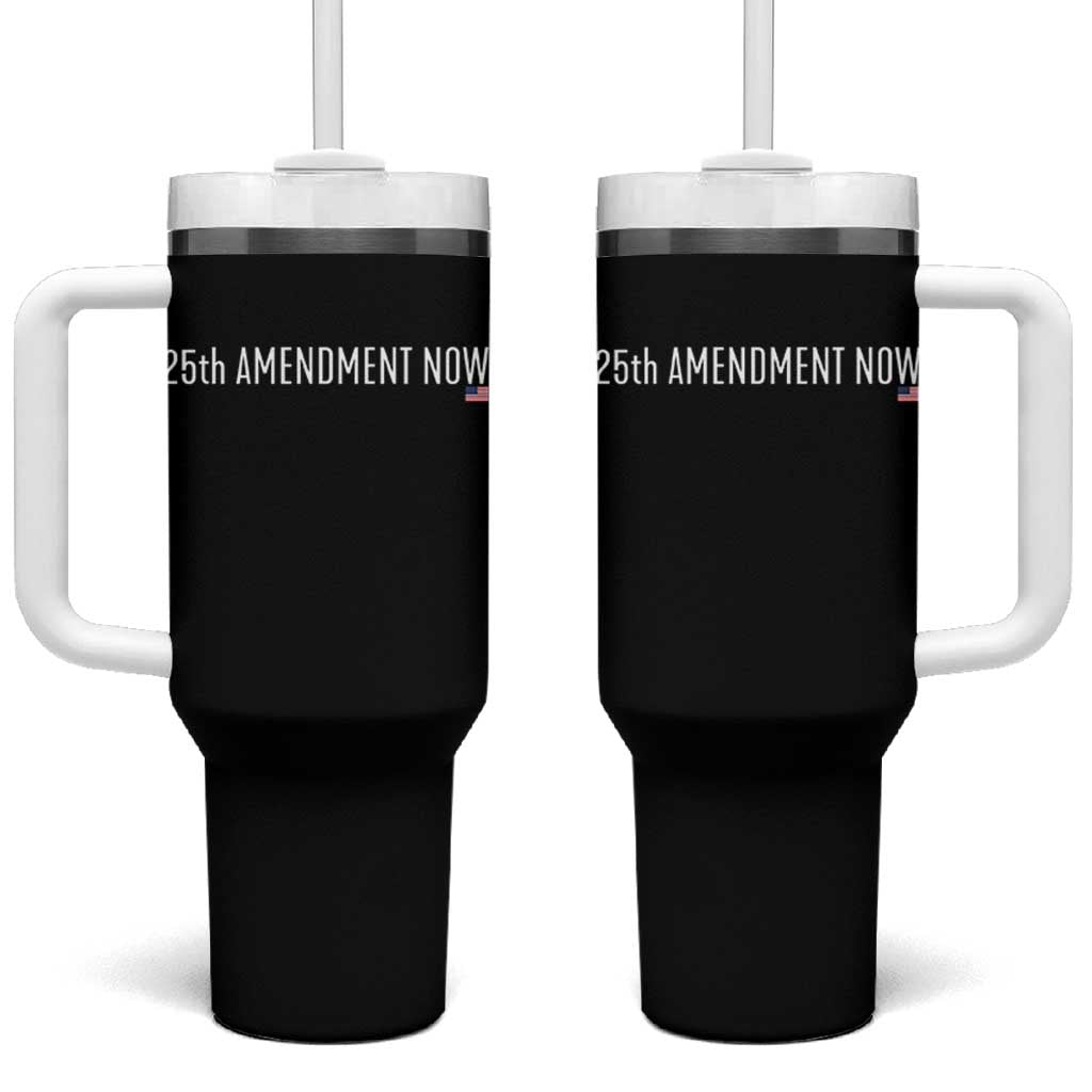 25th Amendment Now Minimalist Typography Graphic Tumbler With Handle Political Satire Patriotic American Flag
